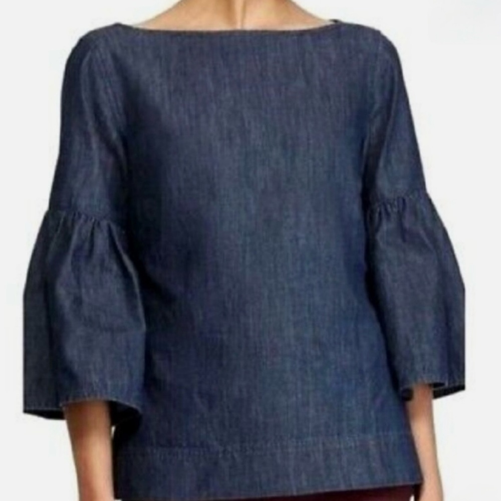 LAUREN RALPH LAUREN Bell Sleeved Denim Top Size Small
